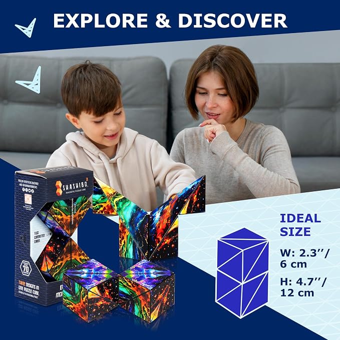 Shashibo ICOSA XL Magnetic Puzzle Toy, Stress Relief Fidget Toy | 200+ Possible Shapes, Sensory Fidget Toy For Adults & Kids, Fun Shape Shifting Puzzle Toy For All Ages