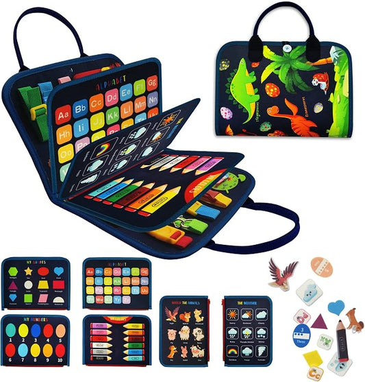 LearnToy Busy Board - Dinosaur Montessori Toys for 3 4 5 Year Old - Sensory Toys for Autistic Children - Toddler Travel Toys - Busy Book for Toddlers Activities as Boys Girls Gift | Sensory Toys for Autistic Children - Toddler Travel Toys - Busy Book f...