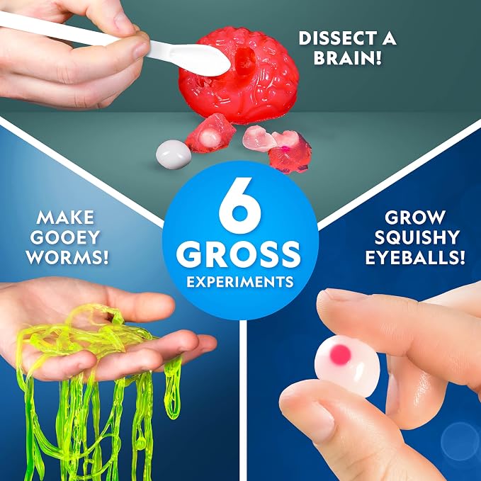 National Geographic Gross Science Kit Chemistry Toy for Ages 8-12 | Brain Dissection, Boiling Boogers, Gooey Guts and Slime, Gross Chemistry Experiments, STEM Projects, Birthday Gift