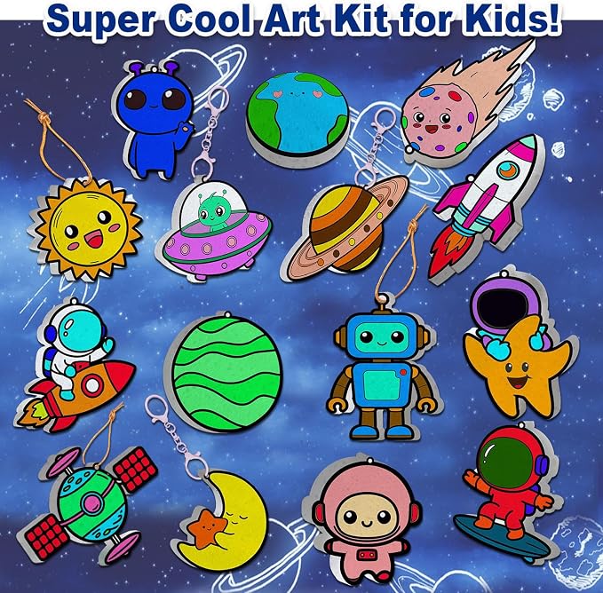 JRD&BS WINL Magic 3D Art Kit for Kids: 15 Aqua Puff Paint by Number Crafts, DIY Color & Inflate Activity for Boys Travel Toys for Children Great Gifts for Girls & Boys Ages 4-10(Outer Space)