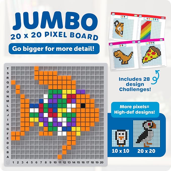Learning Resources STEM Explorers Pixel Art Pro | STEM Activities for Kids, Math Manipulatives, Educational Kids Toys, Pattern Blocks Art Game, Coding Brain Games