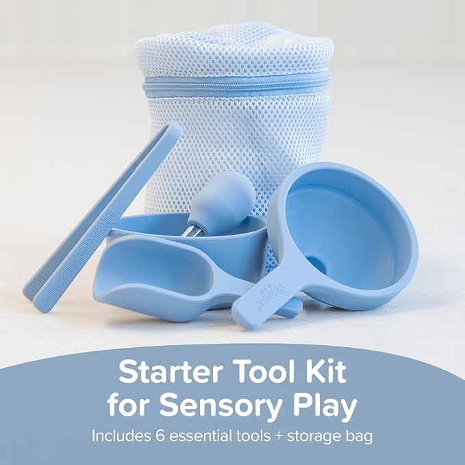 Blue Starter Tool Kit Sensory Bin Accessories for Sensory Play | Sensory Bin Accessory Set | Messy Play and Water Play Accessories | Suitable for 18 Months Plus | Sensory Play Accessories