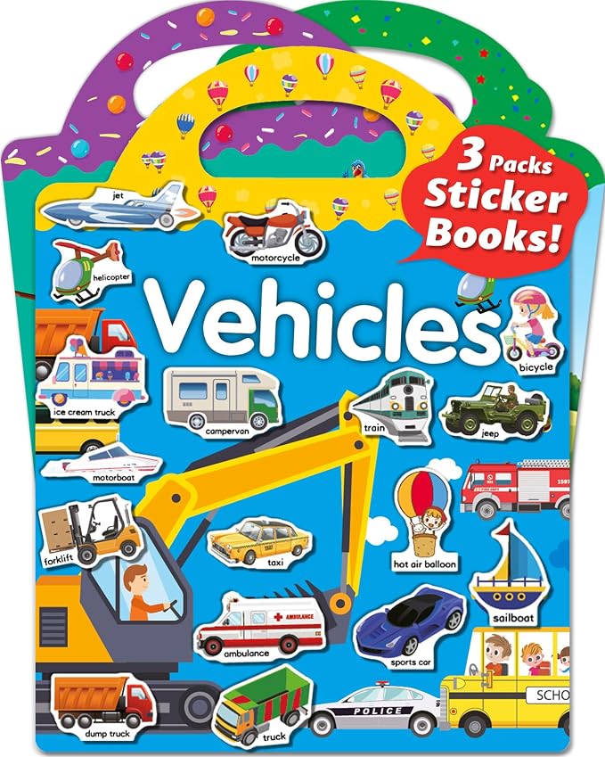 Walenced Reusable Sticker Book for Toddlers, Stickers for Kids, Toddler Toy | Toddler Craft Activities, Toddler Travel Toys, Boy Girl Birthday Gifts, Airplane Travel & Road Trip Essentials Kids