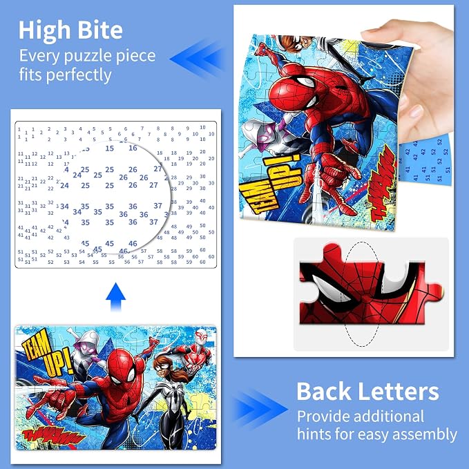 Kids Puzzles Ages 3-8, 60 Pieces Piece Jigsaw Puzzles in Metal Box, Educational Learning Toys for Boys and Girls, Premium Puzzle Games