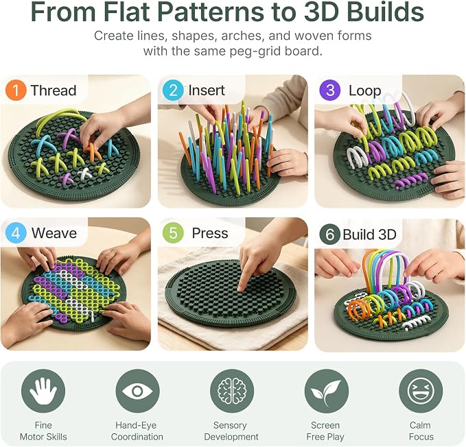 Sensory Activity Board:Fidget Toy for Anxiety, ADHD Kids & Adults | sensory toys for Kids 3+ and Adults, with 25 pull strings and a portable bag for travel, classrooms and everyday play