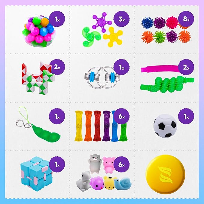 Fidget Poppers Pack – 50 Pcs Fidget Toys, Party Favors for Kids 8-12, Stocking Stuffers, Bulk Sensory Toys for Classroom Treasure Box Prizes, Goodie Bags, Birthday Gifts (Pack of 3)