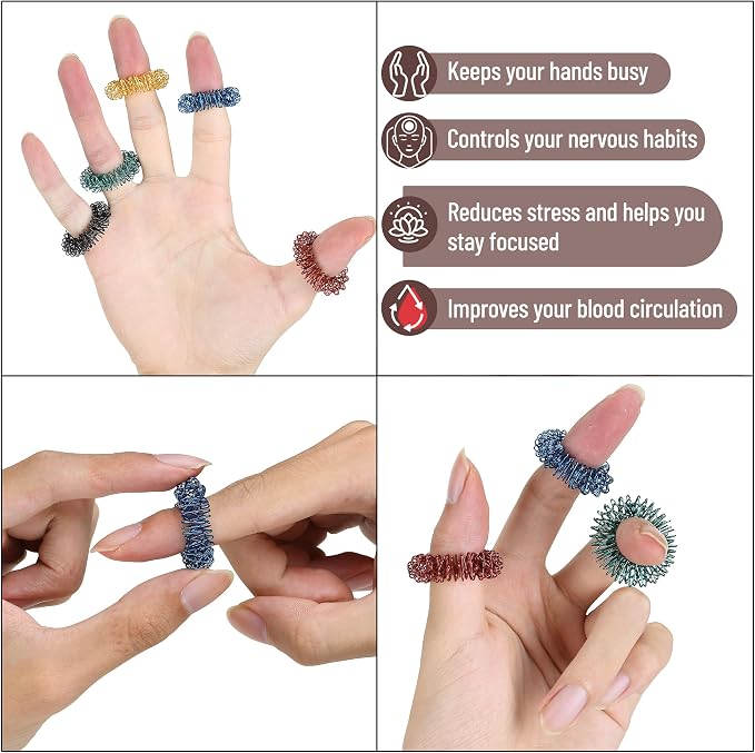 Mr. Pen- Spiky Sensory Rings, 40 Pack, Jewel Tones | Stress Relief Fidget Sensory Toys, Fidget Ring for Anxiety, Massager, Individuals with BFRB, ADHD and Attention Disorder
