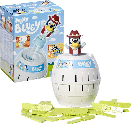 TOMY Pop Up Bluey Kids Game - Family and Preschool Games for Family Game Night - Officially Licensed Bluey Toys - 2-4 Players - Ages 4 Years and Up