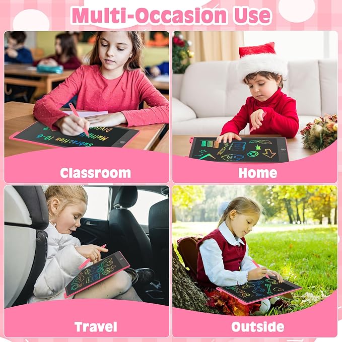 cimetech LCD Writing Tablet, 12 Inch Drawing Pad Doodle Board for Kids | Toddler Girl Toys for 1-3 Year Old, Learning and Educational Kids Toys for 4 5 6 7 8 Year Old Boys Birthday Gift, Pink