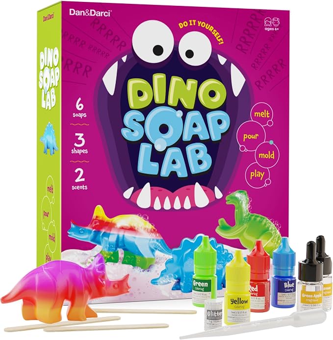 Dino Soap Making Kit For Kids - Dinosaur Science Toys Kits - DIY Craft Kit | Gifts for Kid All Ages, DIY Activities Craft - Art Crafts Gift Set for Boys and Girls Age 3 4 5 6 7 8 12 Year Old Boy