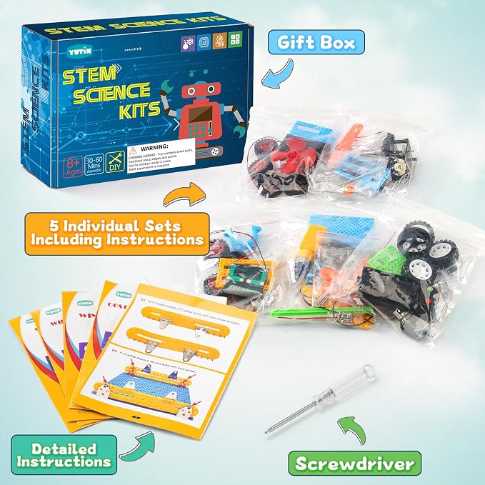Robot STEM Kits for Kids Age 6-8 8-10, STEM Toys for Boys Crafts Ages 8-13 | Science Building Kits for Kids 5-7 8-12, Robotics Engineering Experiments, 8 9 10 11 12-14 Year Old Boys Girls Birthday Gifts