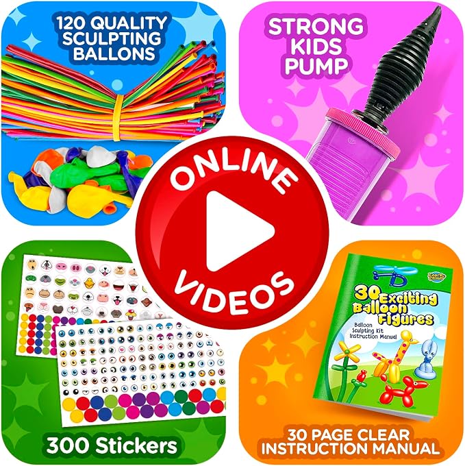 DIY Balloon Animal Kit for Beginners - Twisting & Modeling, 30+ Sculptures