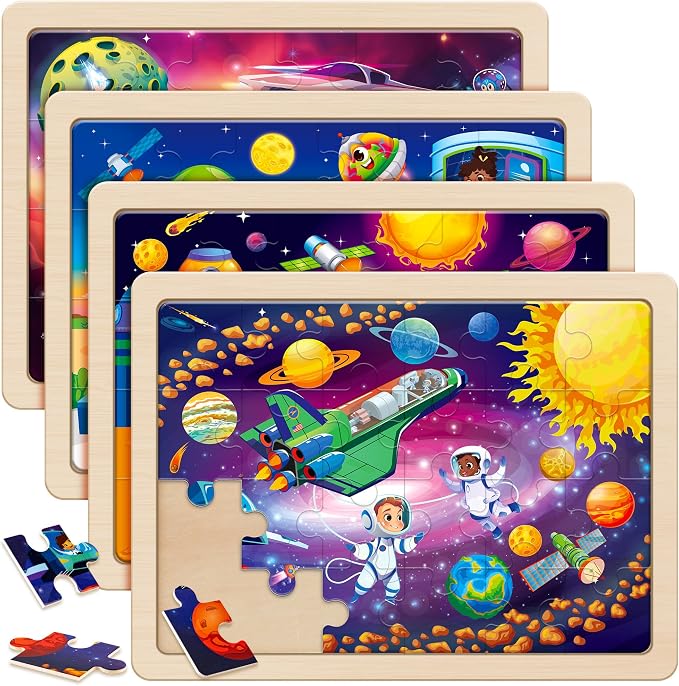 SYNARRY Large Space Planet Solar System Wooden Puzzles for Kids Ages 4-6 | Space & Solar System Puzzles for Kids Ages 3-5, Birthday Gifts for Boys & Girls, Educational Space Toys, Screen-Free Play