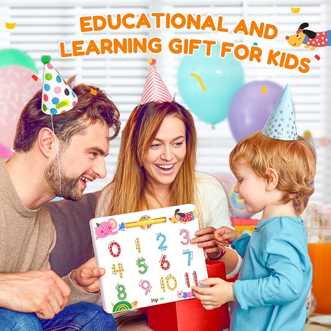 JoyCat Magnetic Animal Number Tracing Board, Double-Sided Numbers 1-20 | 2-in-1 animal number toy for toddlers and kids; preschool math manipulative and kindergarten educational gift for ages 3-5.