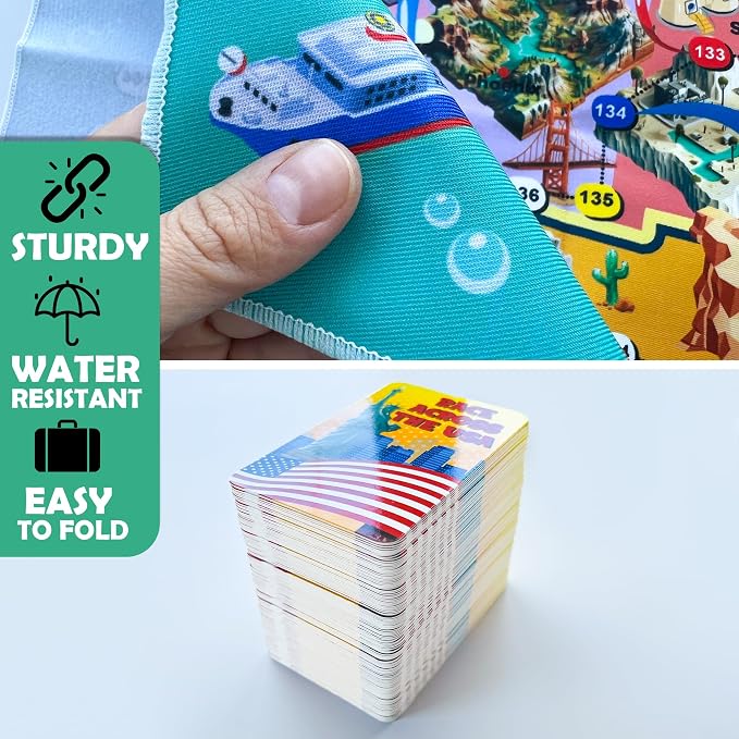 QUOKKA Board Game for Kids 8-12 - Learning, Educational Card Games for Ages 6-8 - Indoor, Outdoor Activity for Teens, Adults, Family - Geography, United States 100 Question Cards with Top Facts