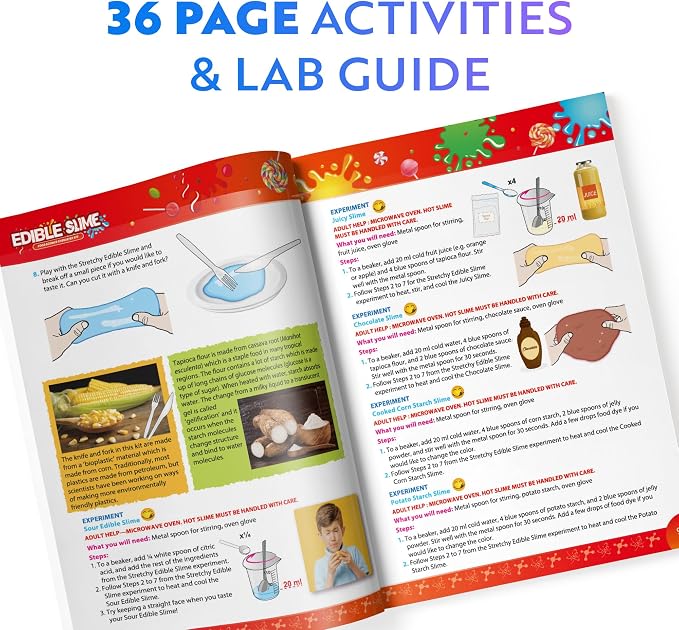 Playz Edible Slime Candy Making Kit for Kids Age 8-12 Years Old w/ 25+ Fun | Science Experiments, DIY Chemistry kit for kids Rock, Gummy, Chocolate, Hard candy maker, STEM Toys/gift for Girls and Boys