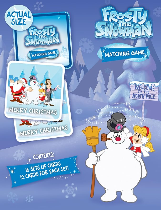Masterpieces Officially Licensed Frosty The Snow Man Picture Matching Card Game for Kids and Families