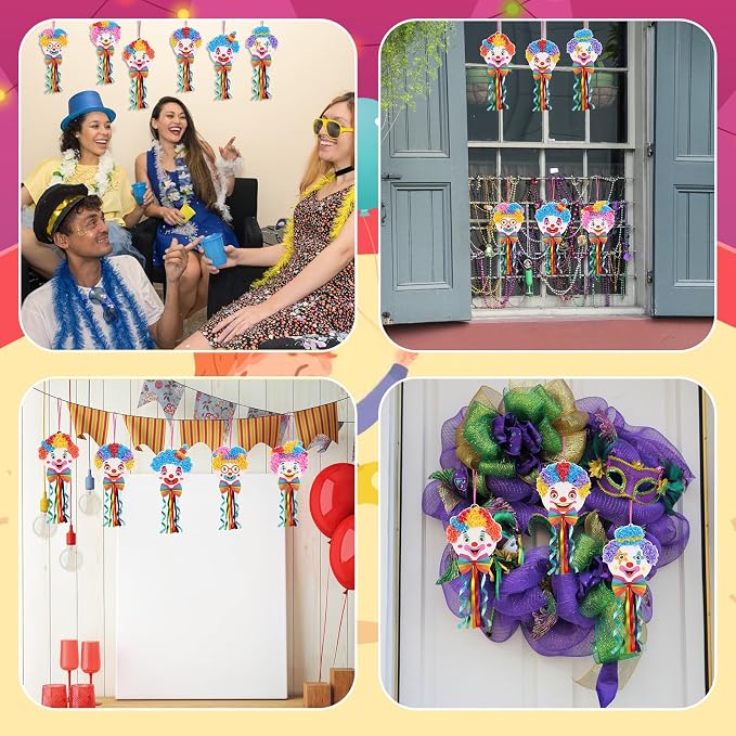 Fennoral 12 Pack Clown Craft Kit for Kids Make You Own Carnival Circus Poke in Art Craft Kits DIY Carnival Creative Activity Birthday Party Decoration