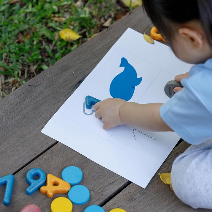 PlanToys® Numbers & Symbols Wooden Learning Set for Kids Ages 3+ Montessori | numbers symbols learning set, montessori counting addition subtraction, early math toy, ages 3+ educational, preschool kids g