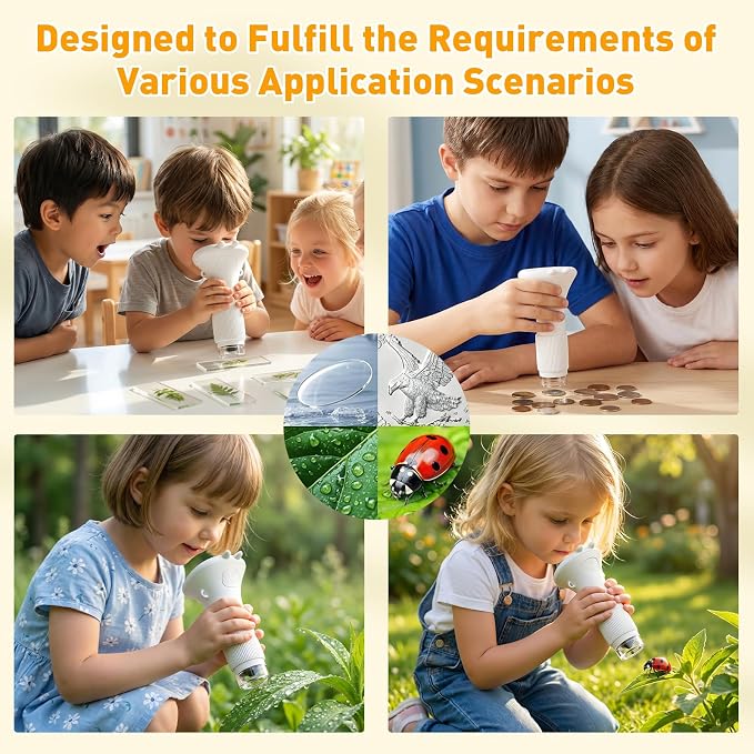 4K 1000X Digital Microscope for Kids with 2.0" IPS Screen(White) | Portable Handheld Toys, 200-1000X Magnification for Kids Age 3-12, STEM Educational Toy Birthday Gifts for Girls Boys