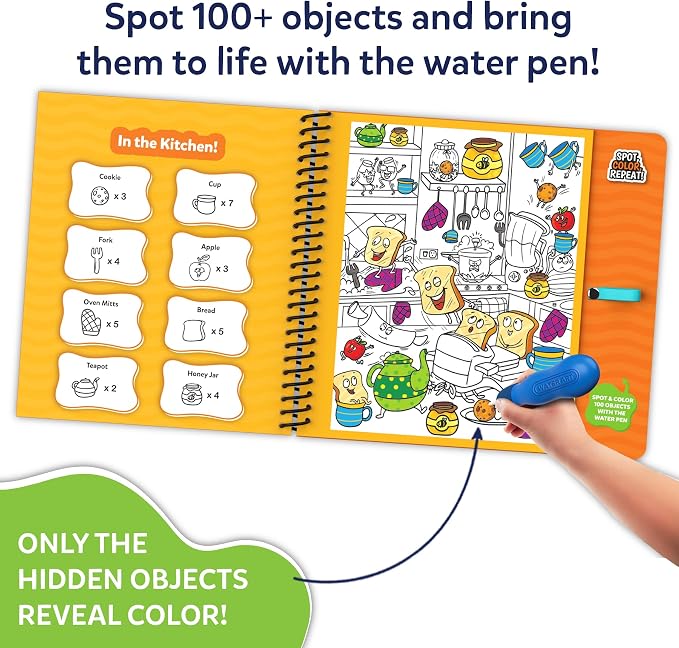 Skillmatics Water Spotter, Around the House, Travel Toy, Activity Book | Paint with Water Kit, Kindergarten Coloring Book, Screen-Free Fun, Mess-Free, Gift for Kids, Boys & Girls Ages 4, 5, 6, 7, 8