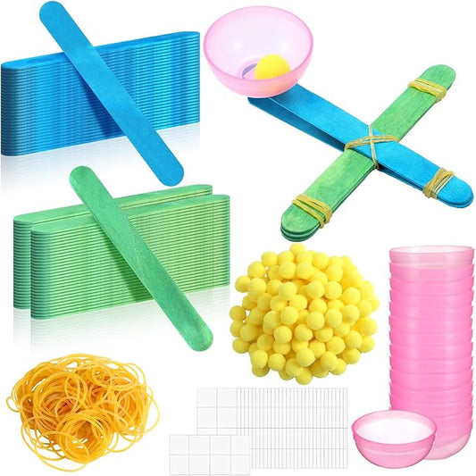 Foilswirl 36 Sets Stem Catapult Building Kit DIY Stick Catapults Craft Kits for Kids Classroom Educational and Learning Activities Camp Crafts Supplies(Light Color)