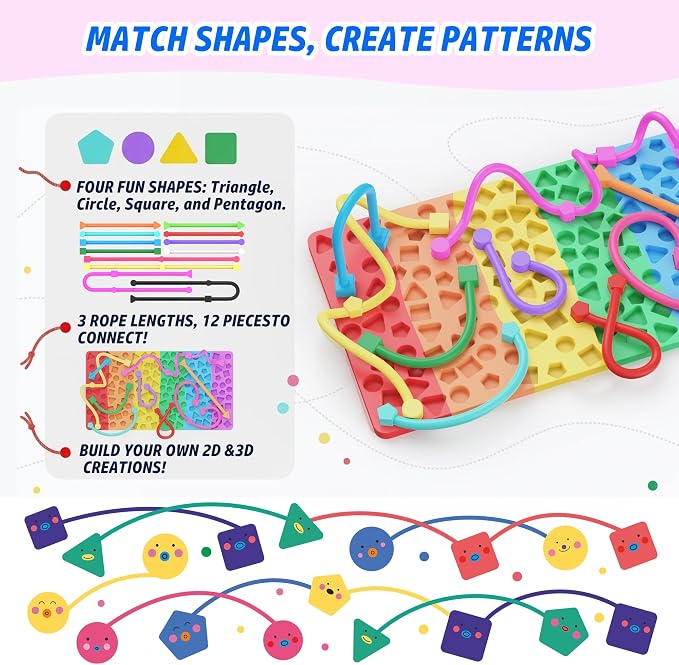 Sensory Activity Board, Fidget Toys for Kids & Adults with Shape Matching, Quiet Busy Board for Travel, Airplane, Car & Classroom, Calming Sensory Toy for Focus & Relaxation, Autism & ADHD Support