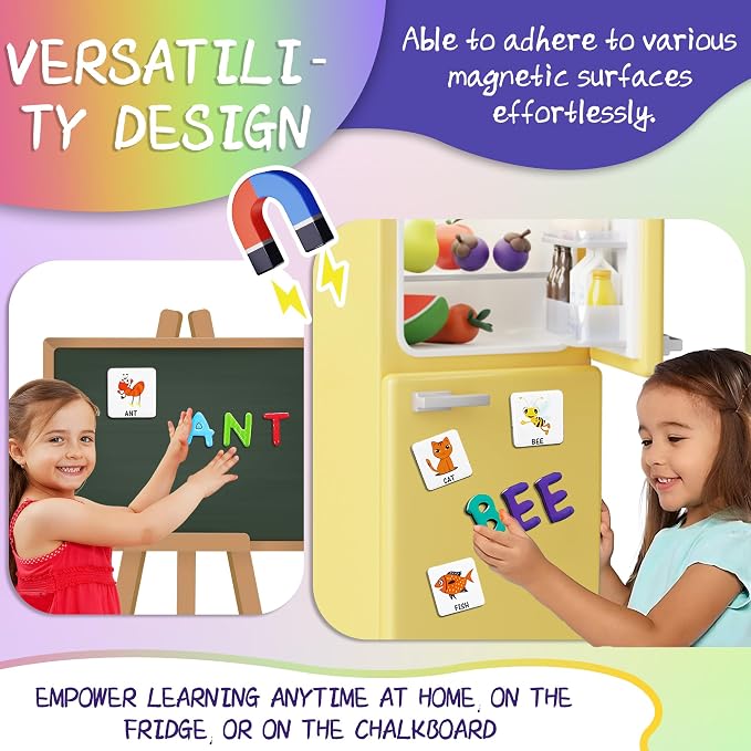 Magnetic Puzzle Book for Kids Ages 4-8, 76-Piece Alphabet & Animal Set | Educational Magnetic Book with Dress-Up Activities, Jigsaw Fridge Magnets, Travel-Friendly STEM Learning Toy