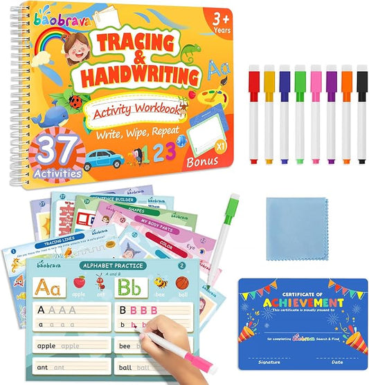 Preschool Learning Activities, 37 Themes Tracing Activity Books Ages 3-8 | Toddler Handwriting Practice Kindergarten Workbooks, Travel Game Toys for Road Trip Car Airplane,Gifts for Boys Girls