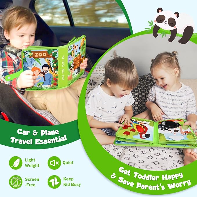 Busy Book for Toddlers 1-3: Busy Board for 1 Year Old Montessori Toys, Zoo | Quiet Books Activity Board, Educational Sensory Toys Birthday Gift for Girls Boys, Travel Toy for Toddlers 2-4 Plane Car