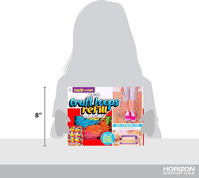 Made By Me Craft Loops Refill, Includes 210 Weaving Loom Loops in 7 Vibrant Colors, Potholders, DIY Craft Kit for Kids