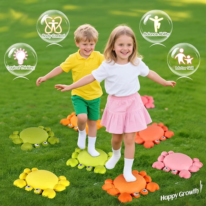 TOPNEW Stepping Stones for Kids, Non-Slip Balance Stepping Stones for Promoting Children's Coordination Skills, Toddler Stepping Stones Obstacle Course for Kids Age 3 4 5 6 7+