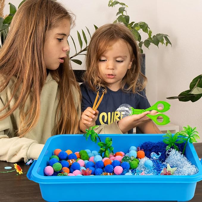 Cinrobiye 170 Pcs Ocean Animals Sensory Bin Fillers Set with Storage Box, Sea Animals, Sea Shells, Sea Stars & Under The Sea Accessories for Classroom Activities, Home Projects and Ocean Theme Decor