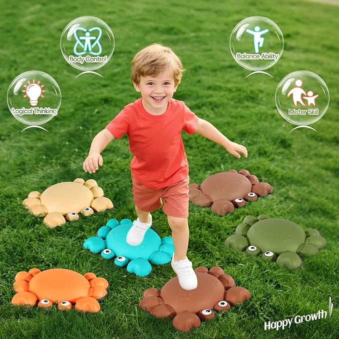 TOPNEW Stepping Stones for Kids, Non-Slip Balance Stepping Stones for Promoting Children's Coordination Skills, Toddler Stepping Stones Obstacle Course for Kids Age 3 4 5 6 7+