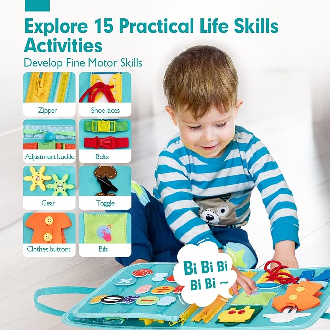 hahaland Busy Board for Toddlers Girls Montessori Toys for 3+ Year Old | Farm Animals Preschool Learning Activities Toddler Travel Toys for 3+