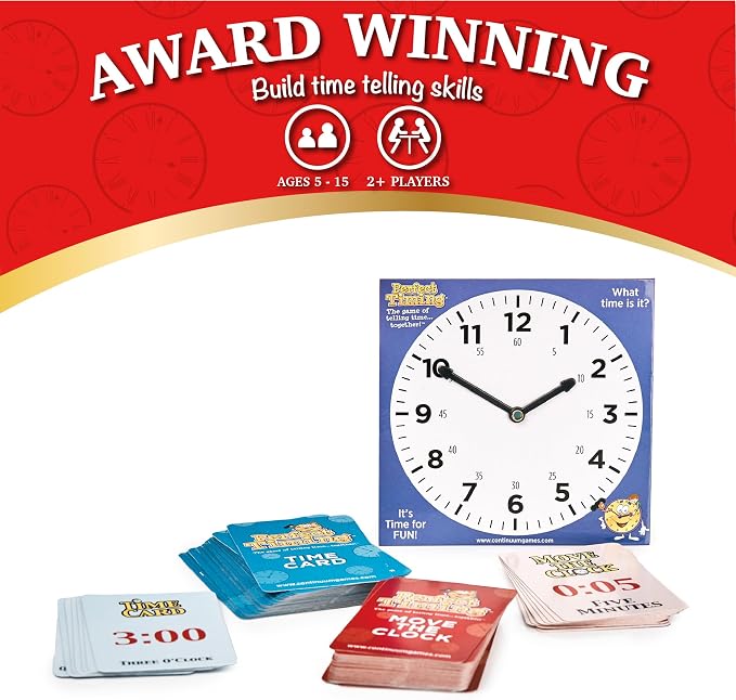 Continuum Games Perfect Timing Game, Tell Time Cooperative Board | for Kids, Fun Educational Family Game to Learn How to Read a Clock