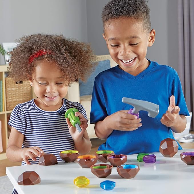 Learning Resources Rock 'n Gem Surprise | Sorting and Matching for Toddlers, Learn to Sort Colors and Shapes, Fine Motor Skills Toy, Learning Toys for Preschool