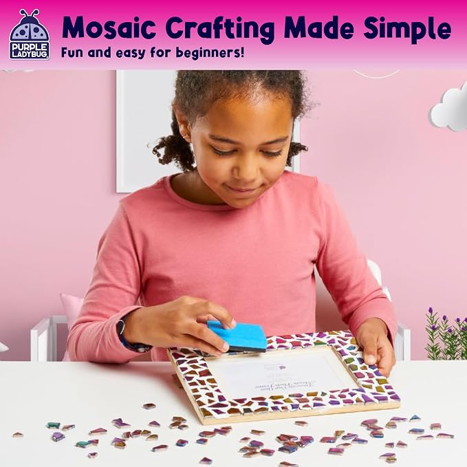 Decorate Your Own Mosaic Picture Frame Craft Kit for Girls Ages 8-12 | Mosaic Tiles, Arts & Crafts for Girls Ages 6-8, Birthday Gift, Creative Learning, Family At Home Activity