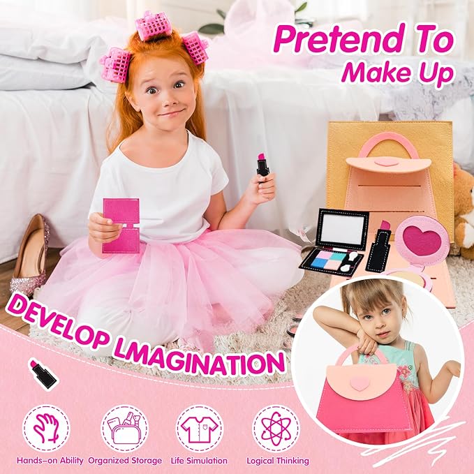 Daily Life of Girls Busy Book for Toddlers,Montessori Busy Books,Preschool Felt Busy Quiet Book Learning Life Skills,House Pretend Play Dress UP Game,Montessori Toys for 3 4 5 Years Autism Sensory