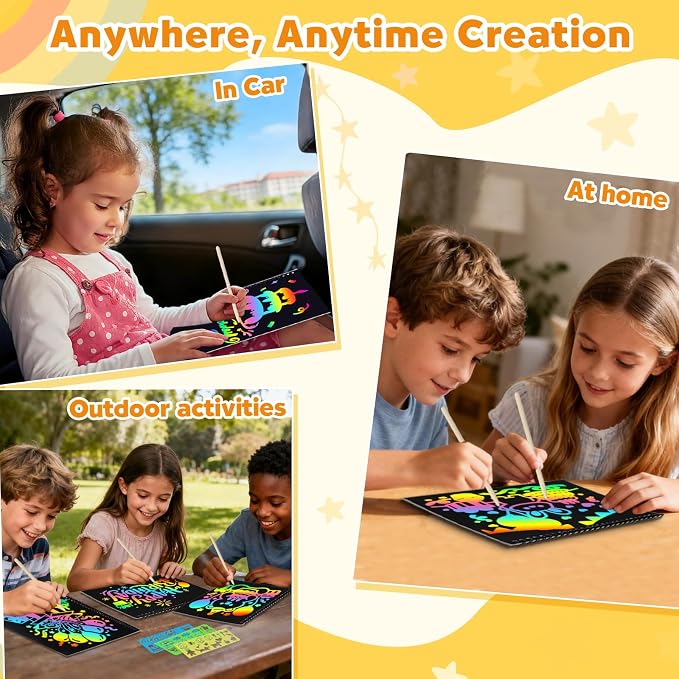 ZMLM Scratch Paper Art-Crafts Gift: 2 Pack Rainbow Notebooks Supplies Toys | Art Crafts for 3 4 5 6 7 8 9 10 11 12 Years Old Girls and Boys Kids Birthday Christmas Party Travel Games Activities