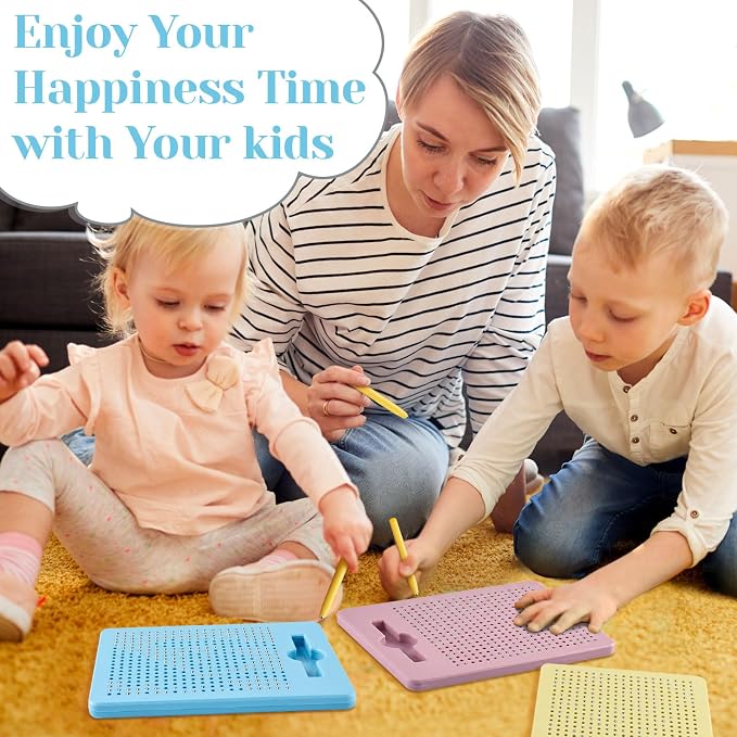 Yexiya 3 Pcs Magnetic Drawing Board for Kids, Toddler Travel Drawing Kit Magnet Sketch Thread Board with Stylus Pen and Beads Toy for Child Quiet Time Activities (7 x 8.5 Inches,Multicolor 4)