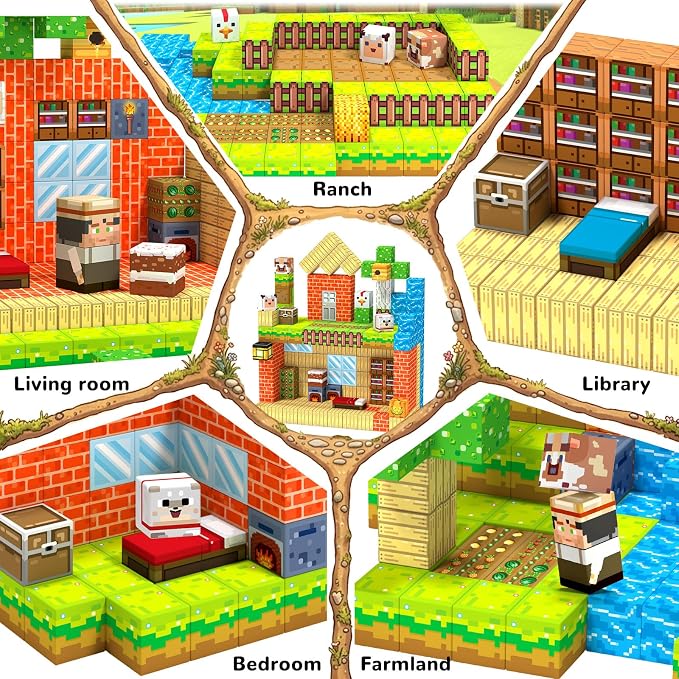 Magnetic Blocks,Birthday Gift Toys for 3 4 5 6 7 8 Year Old Boys & Girls, | Farm Animals, STEM Sensory Magnet Cubes, Montessori Educational Toys