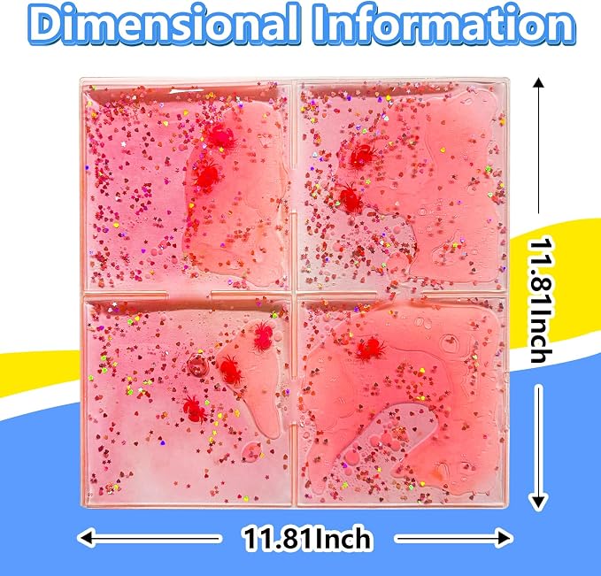 Onyoloy Liquid Sensory Soft Gel Tiles - 12" x 12" Square Multicolor Sensory Toys - Set of 9, Water Sensory Toys for Nurseries, Playrooms, Toddlers and Kids with Autism.