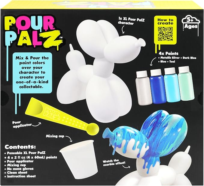 DIY Paint Pouring Kit – 1 XL Balloon Dog, 4 Acrylic Pour Paints, Mixing Cups & Tools, Create Unique Marbled Art, Fun Hands-On Craft Kit for Kids & Adults, Ocean Blue, Ages 5+