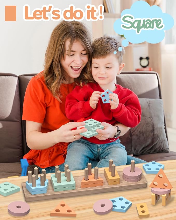 Montessori Toys for 1 2 3 Year Old Boy Girl, Toddler Learning Toys Gifts | Montessori Toy, Toddler Toy 2-3, Boy Girl Birthday Gifts, Wooden Block, Sensory Toy, Puzzle, Shape Sorter, Toddler Activities