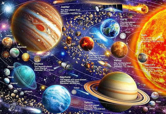 100 Piece Puzzles for Kids Ages 6-8-10, Solar System Puzzles 100 Pieces for Kids Science Educational Space Planet Puzzle Toys for Kids 6, 7, 8-10 Boys Girls