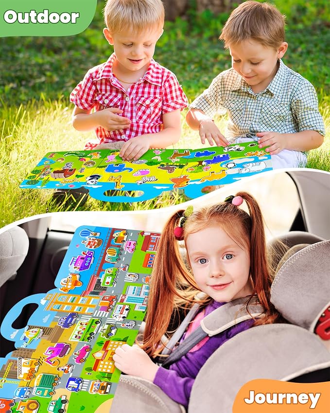 Walenced Reusable Sticker Book for Toddlers, Stickers for Kids, Toddler Toy | Toddler Craft Activities, Toddler Travel Toys, Boy Girl Birthday Gifts, Airplane Travel & Road Trip Essentials Kids