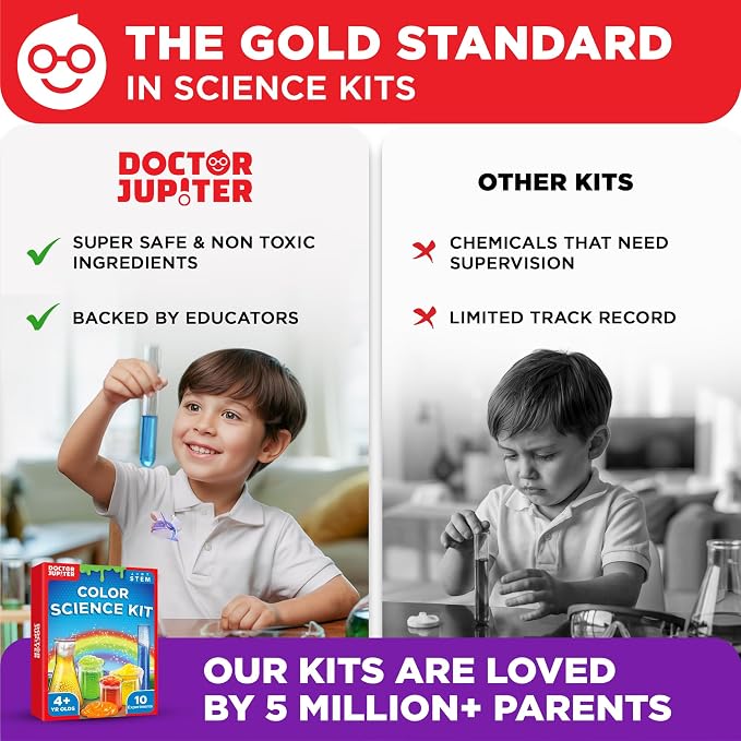 Doctor Jupiter Color Science Experiments Kit for Kids Ages 4+ | Birthday Gift for Boys & Girls Ages 4,5,6,7,8, 10 STEM Experiments, Preschool Learning Toy