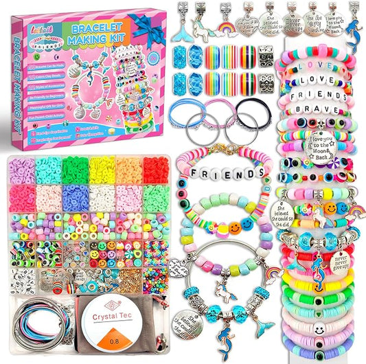 leitait Girls Toys Bracelet Making Kit -3400pcs Charm Jewelry Making Kit Supplies,Unicorn/Mermaid Crafts Birthday Christmas Gifts for Girls Ages 5 6 7 8 9 10 11 12 Years Old