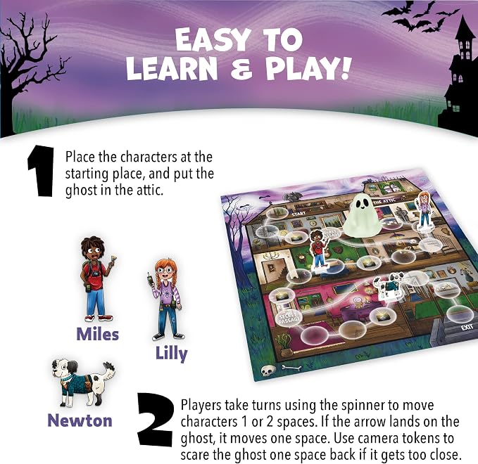 Peaceable Kingdom Ghost in the Attic - Cooperative Board Game for Family Game Night – Unique Glow-in-the-Dark Board Game - Great for Kids Ages 5 & Up